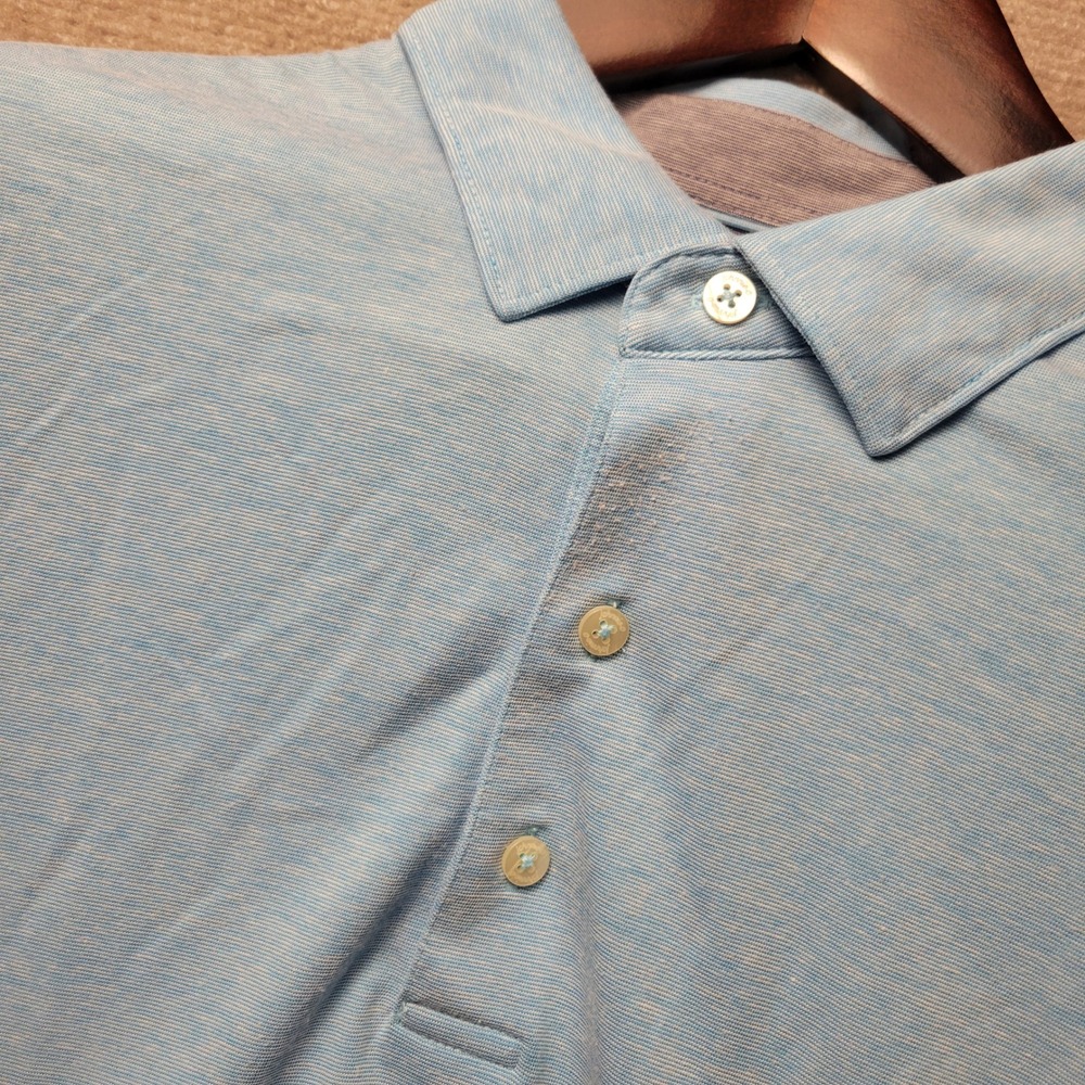 Johnnie-O Polo Shirt Mens XL Blue Light Blue Heathered Stripe Short Sleeve